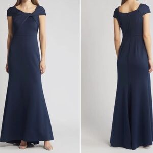 ELIZA J Cap Sleeve Wrap Neckline Gown Size: 10